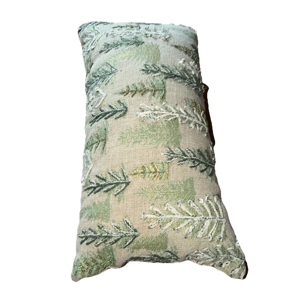 Tommy Bahama Lumbar Throw Pillow Pine Trees Embroidered Beaded Christmas Decor